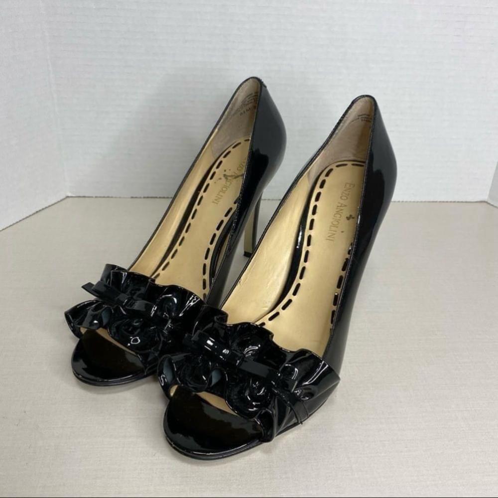 Enzo Angliolini - Black Patent Ruffle Detail Peep Toe - 8.5 - China - Picture 11 of 13